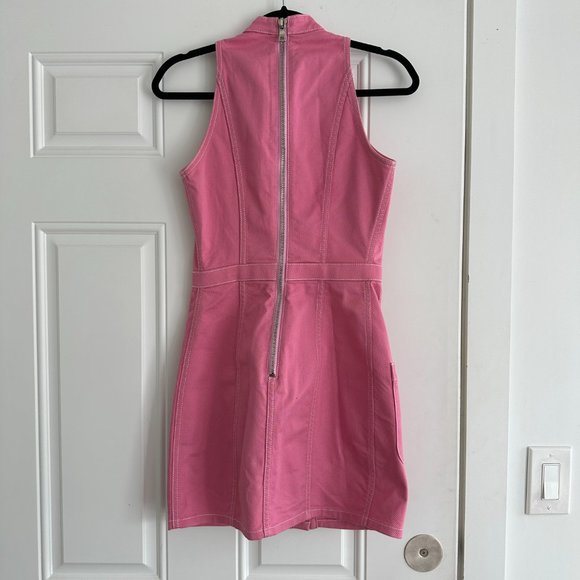 BALMAIN Button-embellished Denim Mini Dress In Pink size 36 - Picture 4 of 11